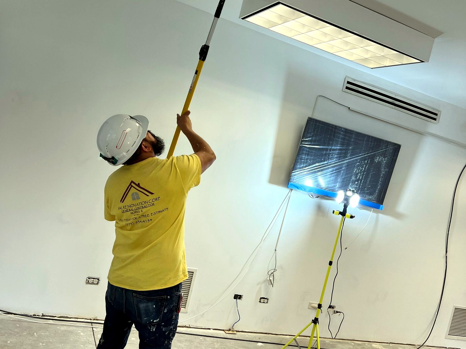 Ceiling and wall repair after water damage