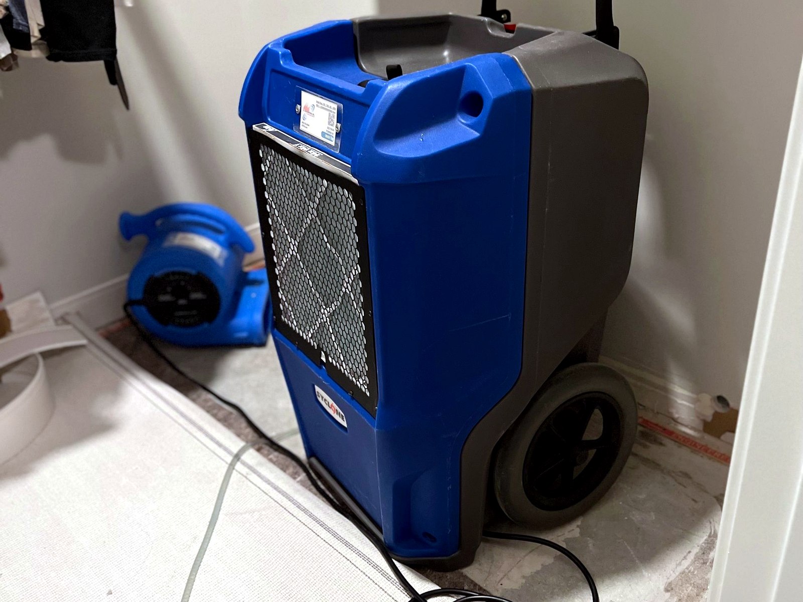 Professional drying equipment removing moisture